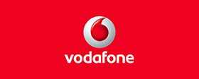 A red background with vodafone written in white.