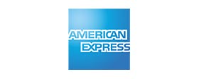 A blue square with the words american express in it.