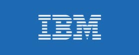 A blue ibm logo with white lines on it.